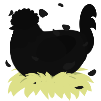 The Spectre, a sable and black chicken with a head pattern