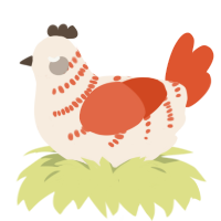 (unnamed), a cream and vermilion chicken with a half-bar pattern