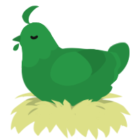 Beanstalk, a viridian chicken with a head pattern