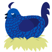 birthday, a ultramarine and navy chicken with a lace pattern