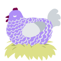 birthday, a lilac and mist chicken with a lace pattern