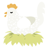 A white chicken with a speckle pattern