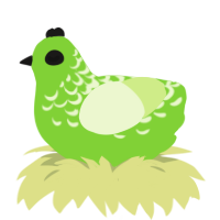 Shishi, a grass and apple chicken with a half-lace pattern