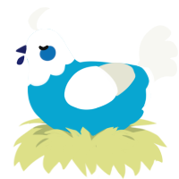 Boatswain, a cerulean and white chicken with a head pattern