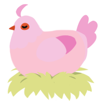 napkin, a rose and pink chicken with a head pattern