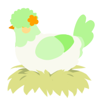 honeydew, a white and gluppy chicken with a head pattern