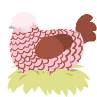 Kirby, a rose and russet chicken with a lace pattern