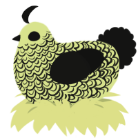 A lemon and black chicken with a double-lace pattern