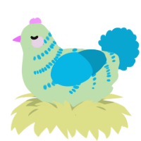 present, a gluppy and cerulean chicken with a half-bar pattern