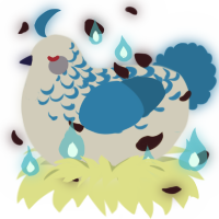 Curse, a silver and sapphire chicken with a half-lace pattern