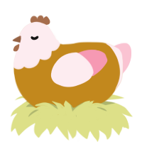 A ochre and rose chicken with a head pattern