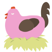 A pink and bark chicken