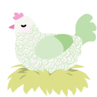 frosting, a white and gluppy chicken with a double-lace pattern