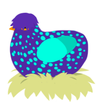 Labradorite, a overcast and turquoise chicken with a speckle pattern