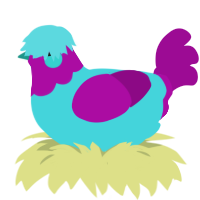 Gatorade Pasta, a aqua and plum chicken with a head pattern