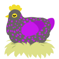OMG cutie, a grey and amethyst chicken with a speckle pattern