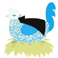 Ice, a white and sky chicken with a double-lace pattern
