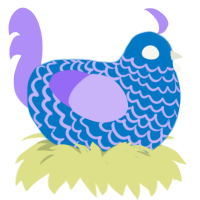 Ch0rbstiel, a sapphire and lilac chicken with a lace pattern