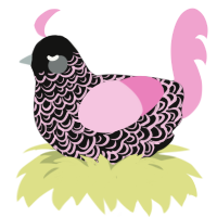 A black and pink chicken with a double-lace pattern