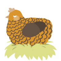 Sunrise, a orange and bark chicken with a lace pattern
