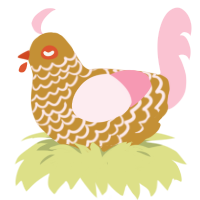 banner, a gold and rose chicken with a lace pattern