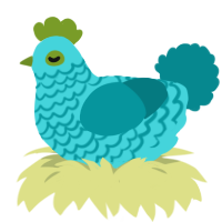 A aqua and teal chicken with a lace pattern