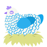 party popper, a white and sky chicken with a lace pattern