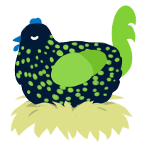 A tumblr and grass chicken with a speckle pattern