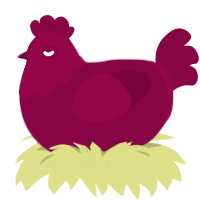 apple flower, a maroon chicken with a head pattern