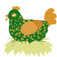 (unnamed), a leaf and orange chicken with a speckle pattern