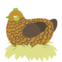 Carrot Farm, a gold and bark chicken with a lace pattern