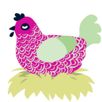Salamander, a fuchsia and gluppy chicken with a double-lace pattern