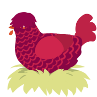 Error, a maroon and crimson chicken with a lace pattern