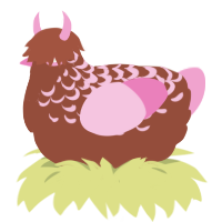 strawberry cream, a russet and pink chicken with a half-lace pattern