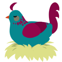 Otherworldly Echo, a teal and maroon chicken with a neck-speckle pattern