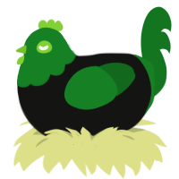 Oskar, a black and leaf chicken with a head pattern