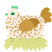 A cream and gold chicken with a speckle pattern