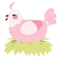 Pinkie Pie, a rose chicken with a head pattern