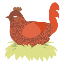 A russet and vermilion chicken with a double-lace pattern