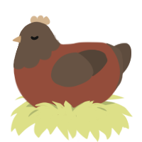 A russet and bark chicken with a head pattern