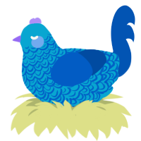 bloo, a cerulean and ultramarine chicken with a double-lace pattern