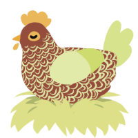 Lucy, a russet and lemon chicken with a double-lace pattern