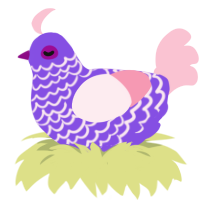 (unnamed), a blurple and rose chicken with a lace pattern