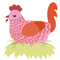 (unnamed), a pink and vermilion chicken with a lace pattern
