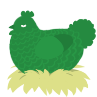 Pois, a viridian chicken with a lace pattern