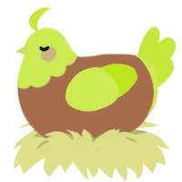 shrek, a brown and lime chicken with a head pattern