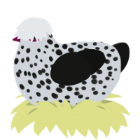 Lepiota, a mist and black chicken with a speckle pattern