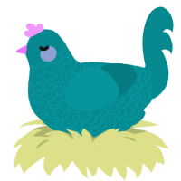 A teal chicken with a double-lace pattern