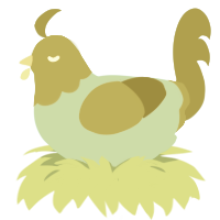 A mint and chartreuse chicken with a head pattern