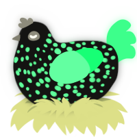 Glow in the Dark, a black and spring chicken with a speckle pattern